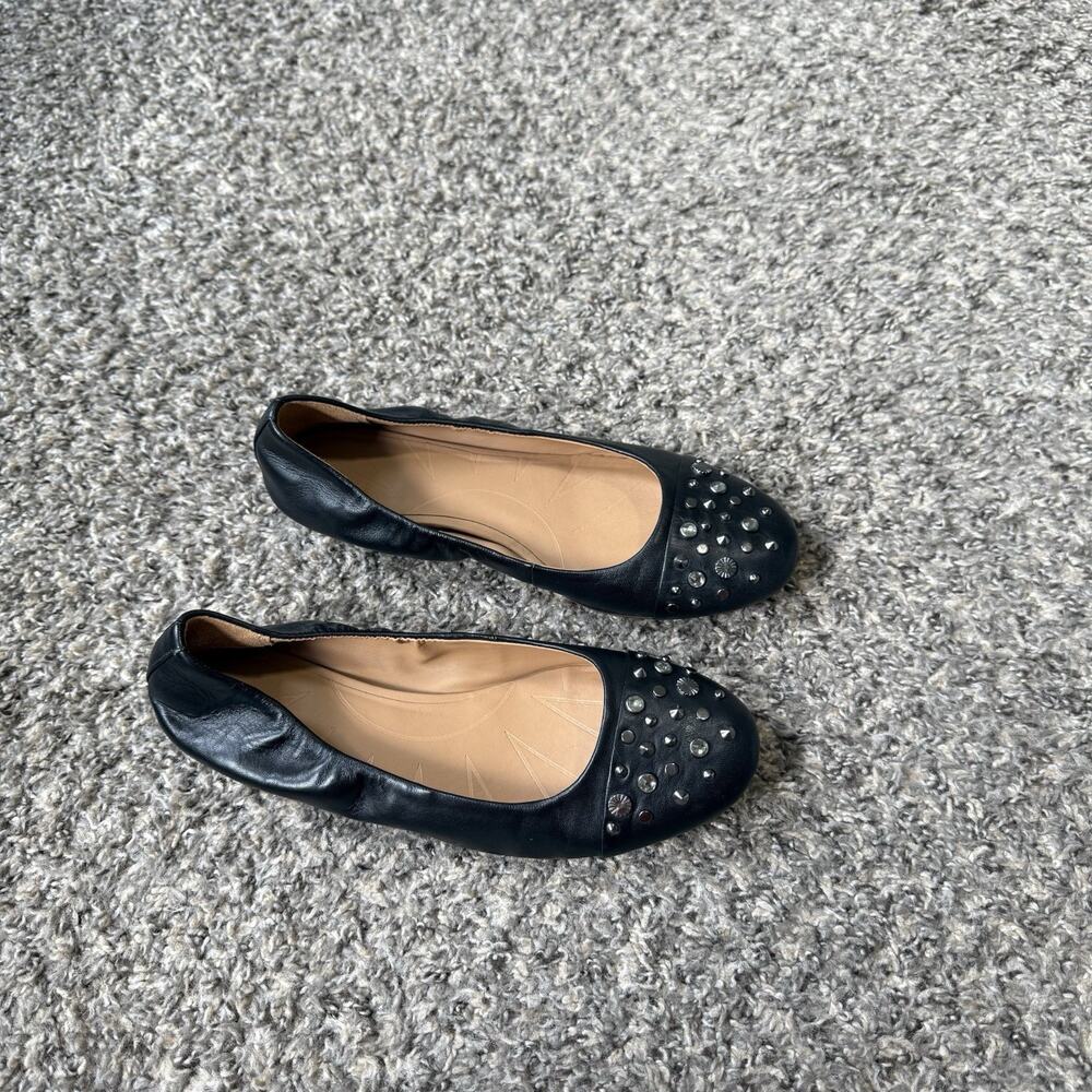 UGG Bliss Studded Ballet Flats Womens Black Leather Shoe Size US 7.5